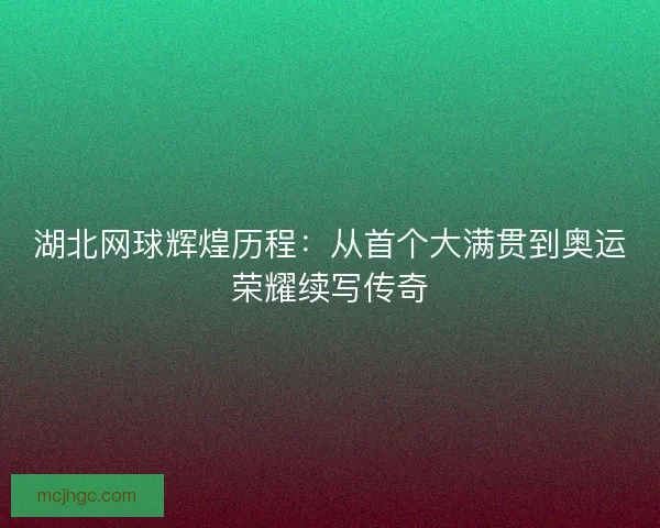湖北网球辉煌历程：从首个大满贯到奥运荣耀续写传奇